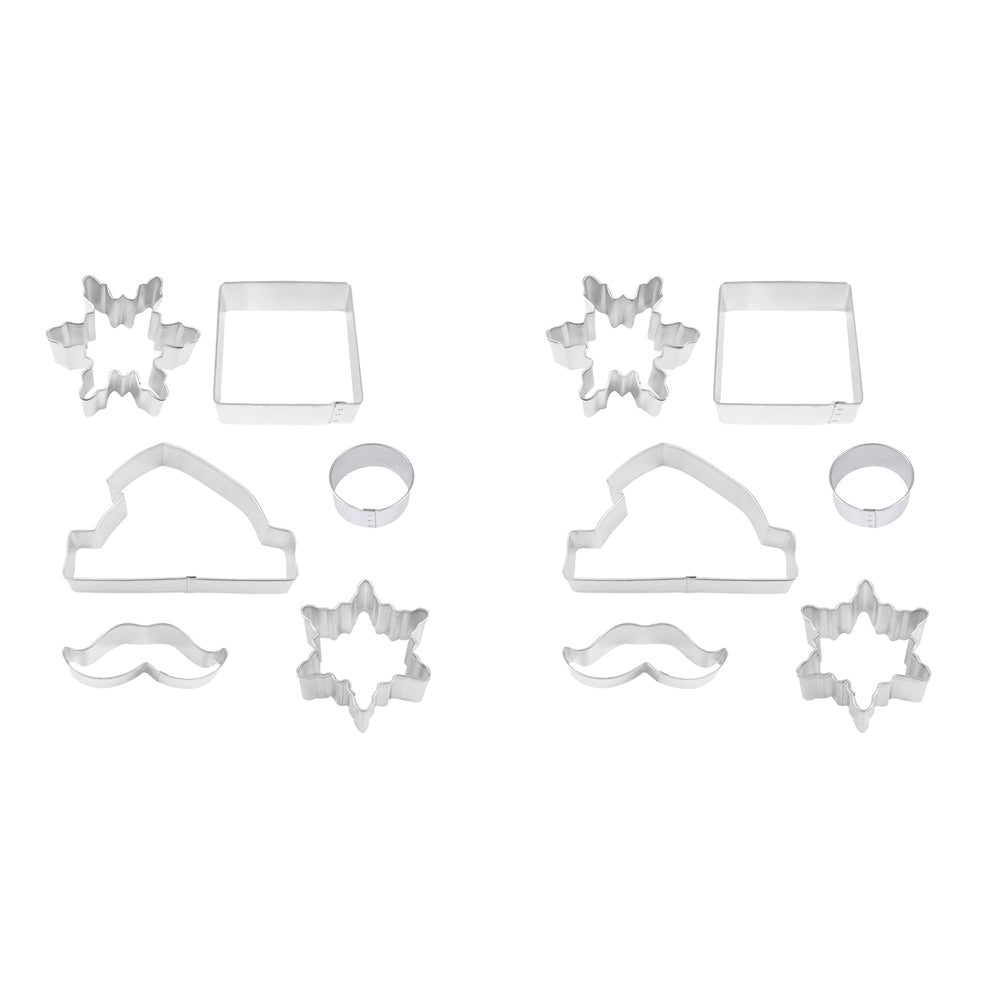 12pc R&M Tinplated Steel Santa Centrepiece Cookie Cutter Set - Silver