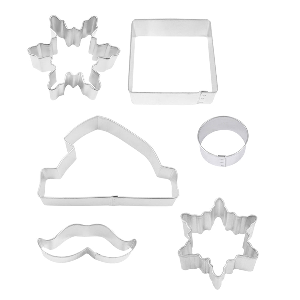 12pc R&M Tinplated Steel Santa Centrepiece Cookie Cutter Set - Silver