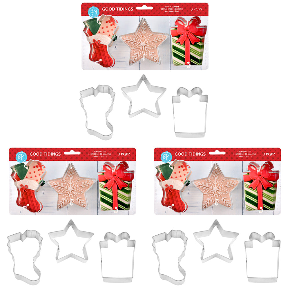 9pc R&M Good Tidings Tinplated Steel Cookie Cutter Set - Silver