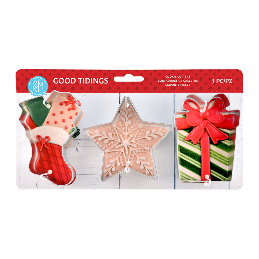 9pc R&M Good Tidings Tinplated Steel Cookie Cutter Set - Silver