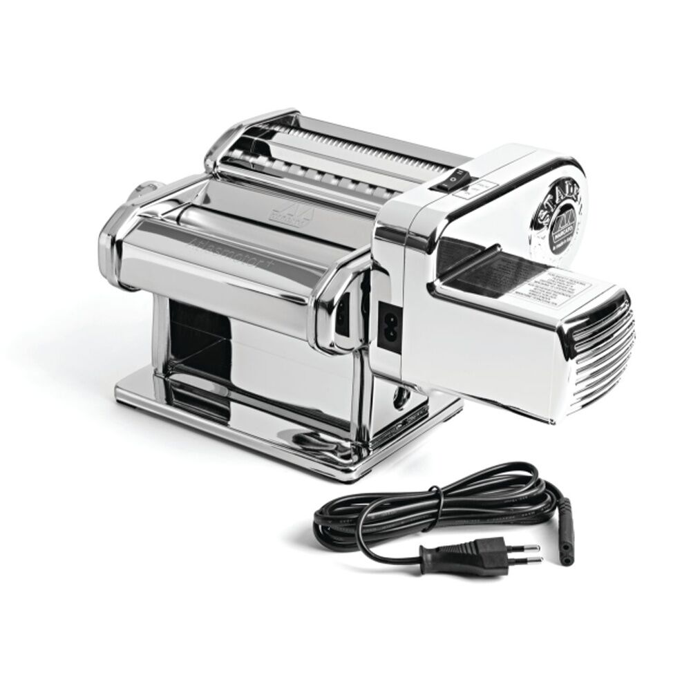 Marcato Atlas Plus Motor Pasta Machine Stainless Steel W/ 4 Shape Options Silver