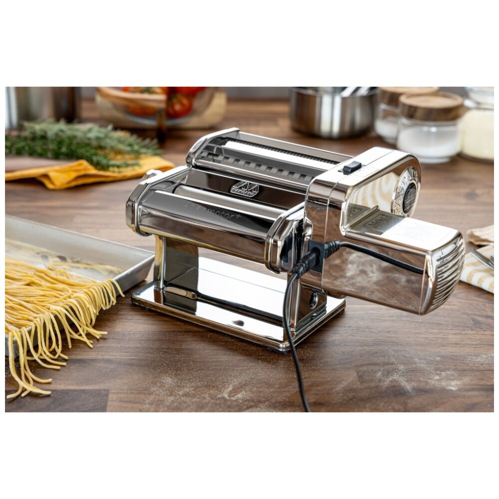 Marcato Atlas Plus Motor Pasta Machine Stainless Steel W/ 4 Shape Options Silver