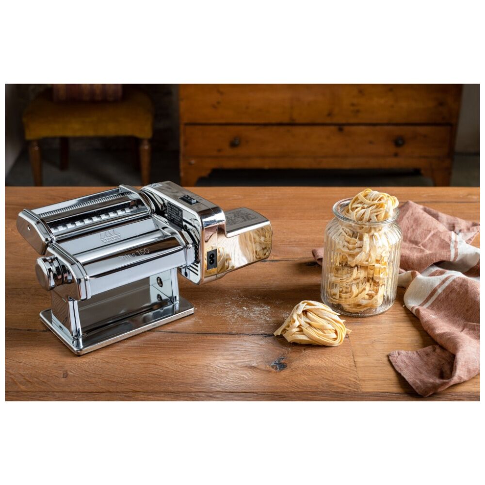 Marcato Atlas Plus Motor Pasta Machine Stainless Steel W/ 4 Shape Options Silver