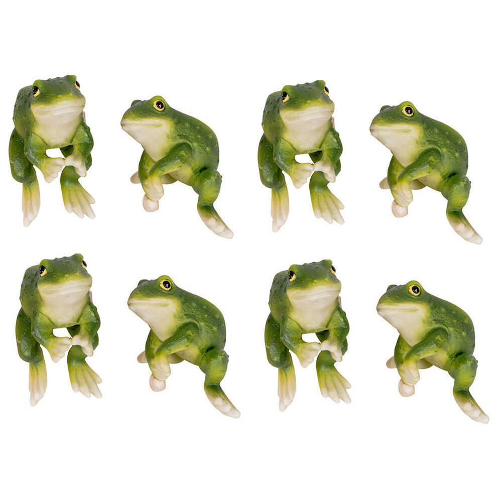 8PK Polyresin Fixed Gap Frog Pot Sitters Home Plant Pot Decor - Assorted