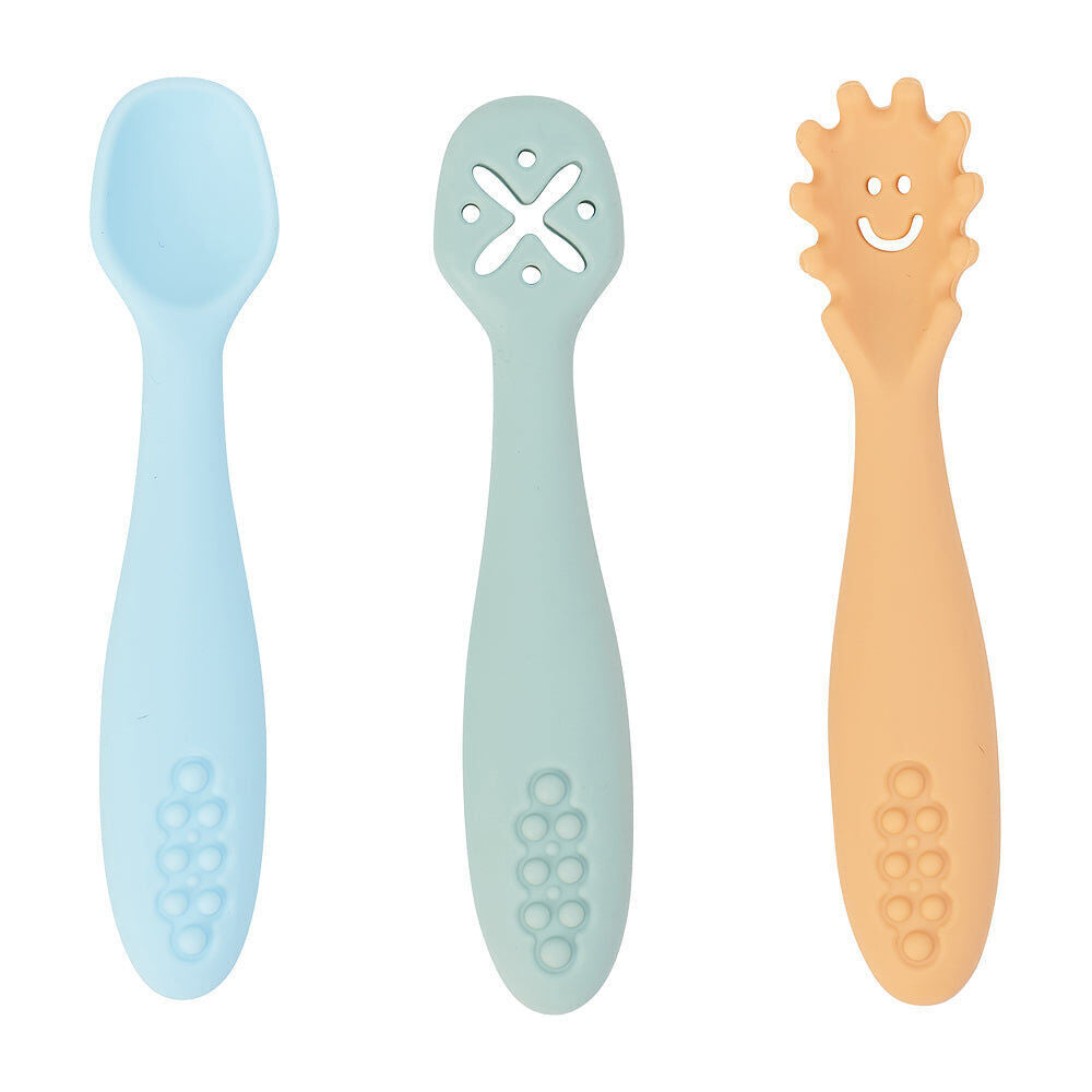 2x 3pc Annabel Trends Silicone Baby Feeding Cutlery Set - Seaside