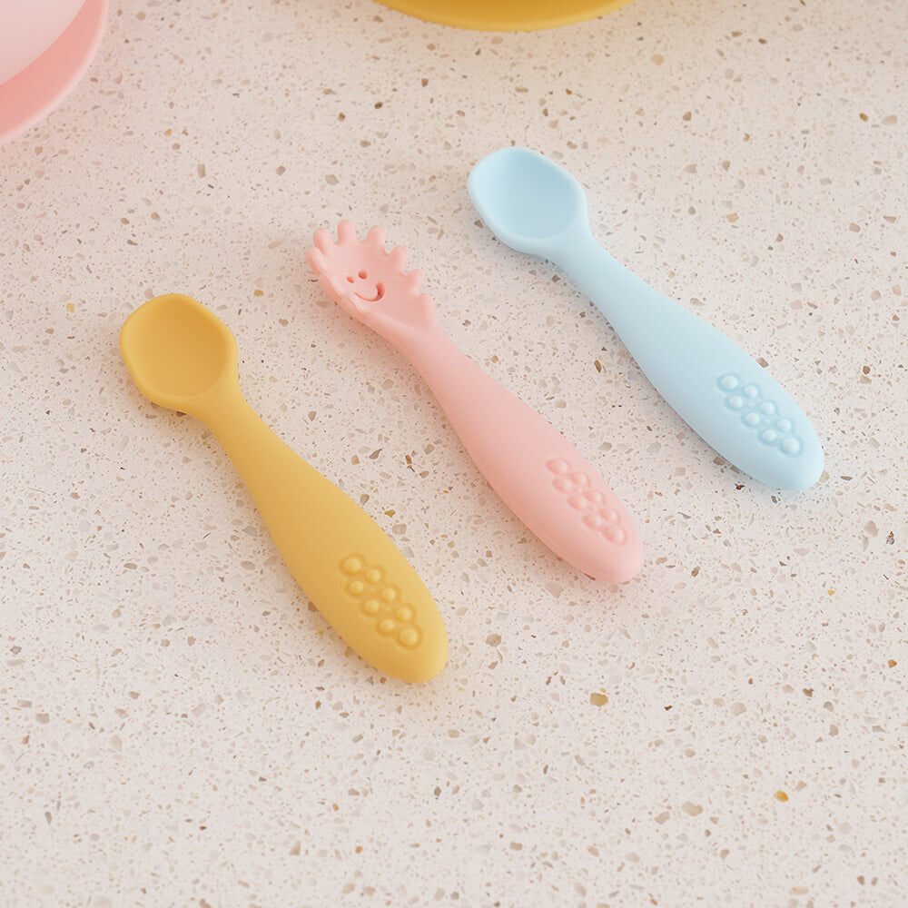 2x 3pc Annabel Trends Silicone Baby Feeding Cutlery Set - Seaside