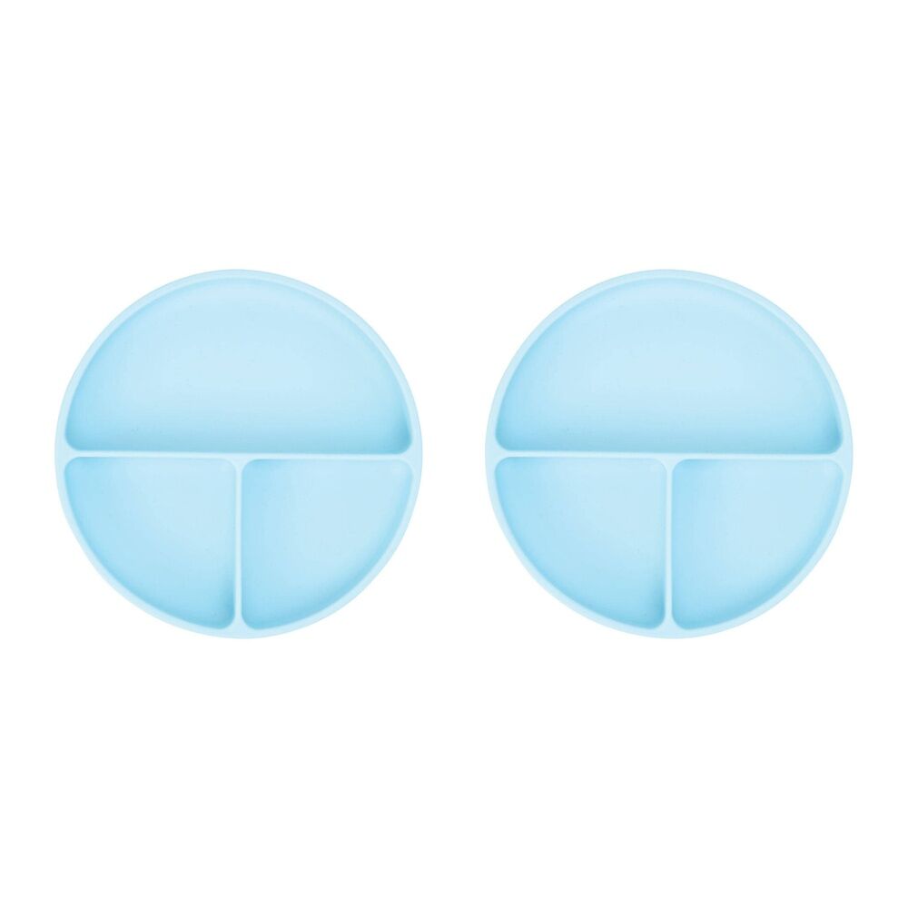 2PK Annabel Trends Silicone Suction Divided Plate 18cm - Iced Blue