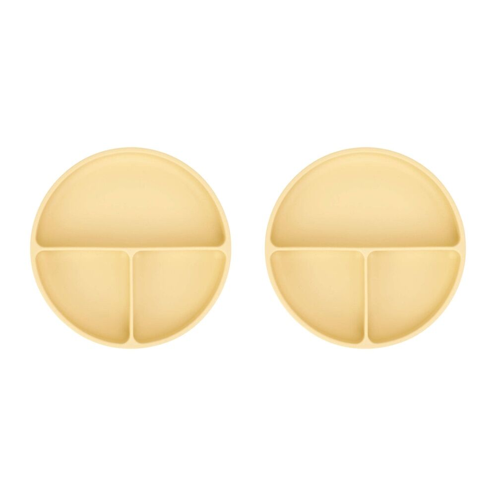 2PK Annabel Trends Silicone Suction Divided Plate 18cm - Lemon