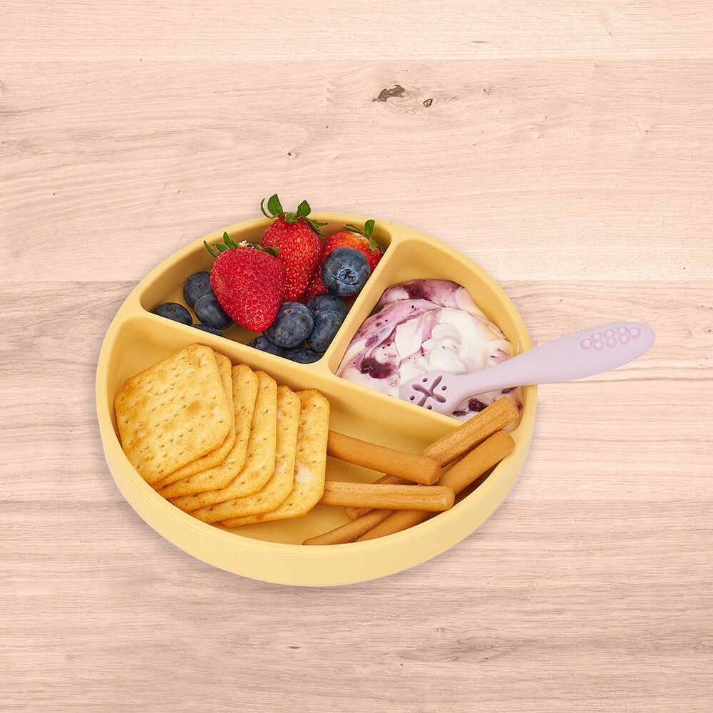 2PK Annabel Trends Silicone Suction Divided Plate 18cm - Lemon