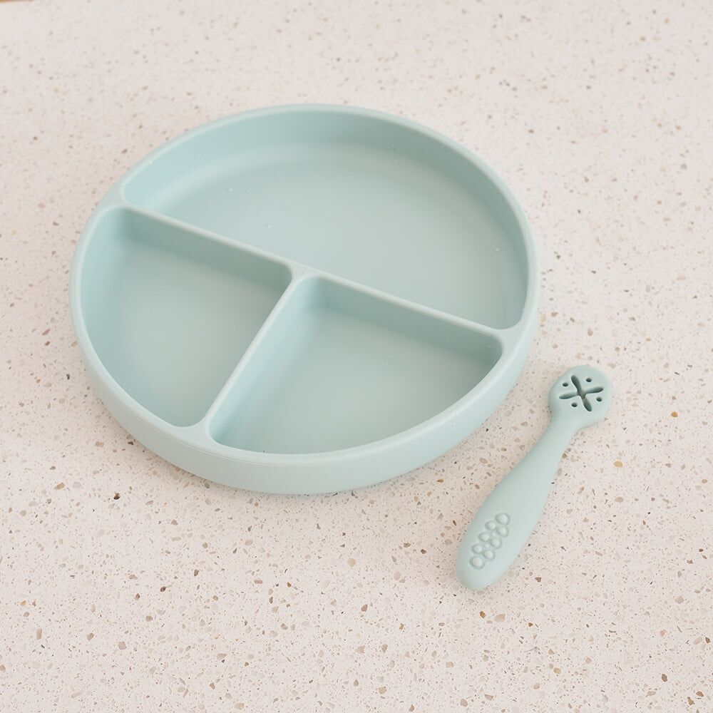 2PK Annabel Trends Silicone Suction Divided Plate 18cm - Lemon