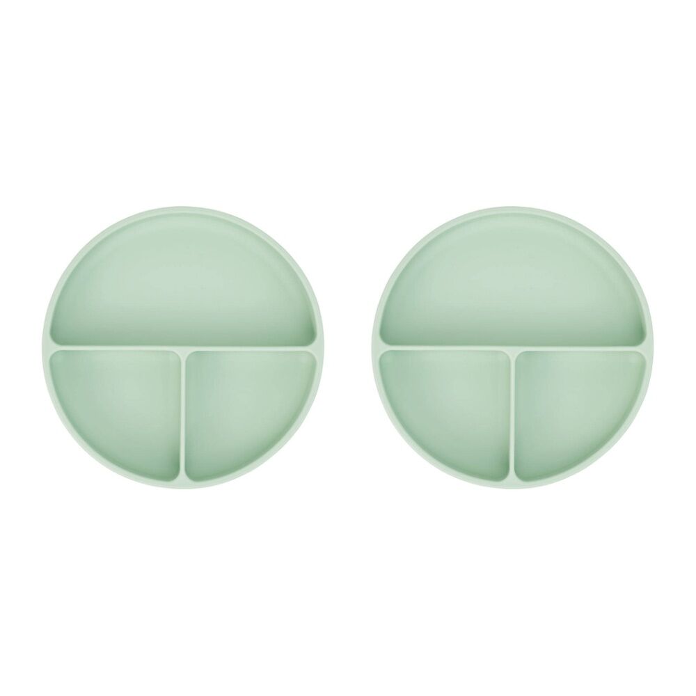 2PK Annabel Trends Silicone Suction Divided Plate 18cm - Moss