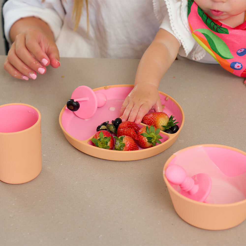 3pc Annabel Trends Silicone Two Tone Dinner Set Kids - Pink