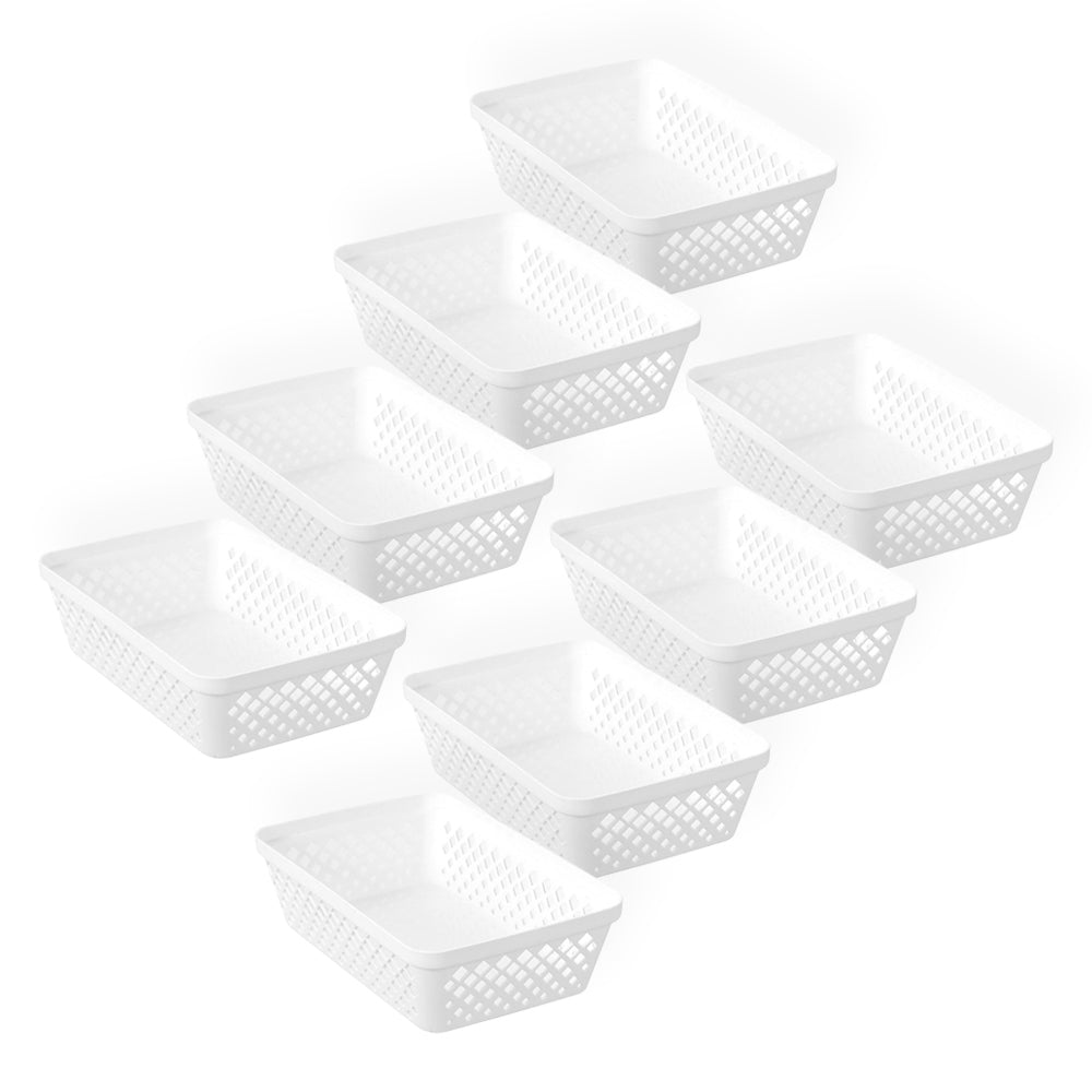 8PK Boxsweden Kept Diamond 23.5x16cm Organiser Tray Basket - White