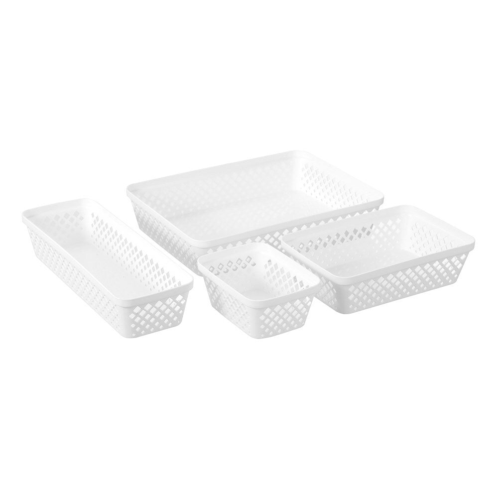 8PK Boxsweden Kept Diamond 23.5x16cm Organiser Tray Basket - White