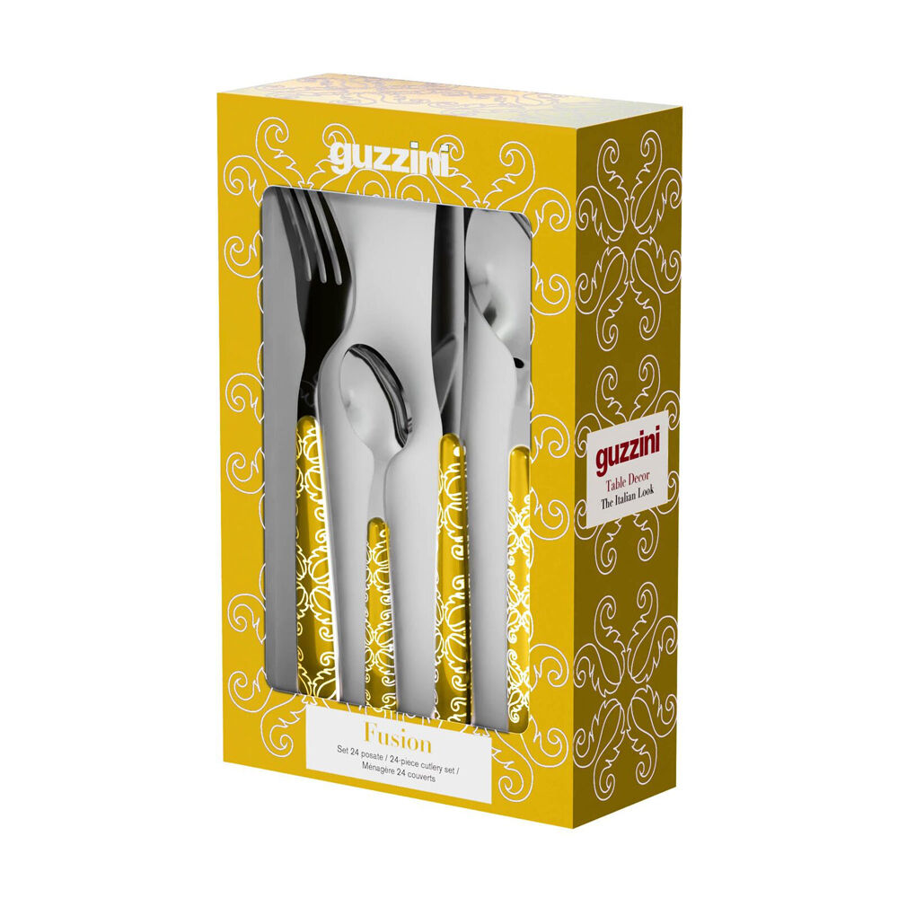 24pc Guzzini Stainless Steel Cutlery Set w/ Forks Spoons Amber Fusion