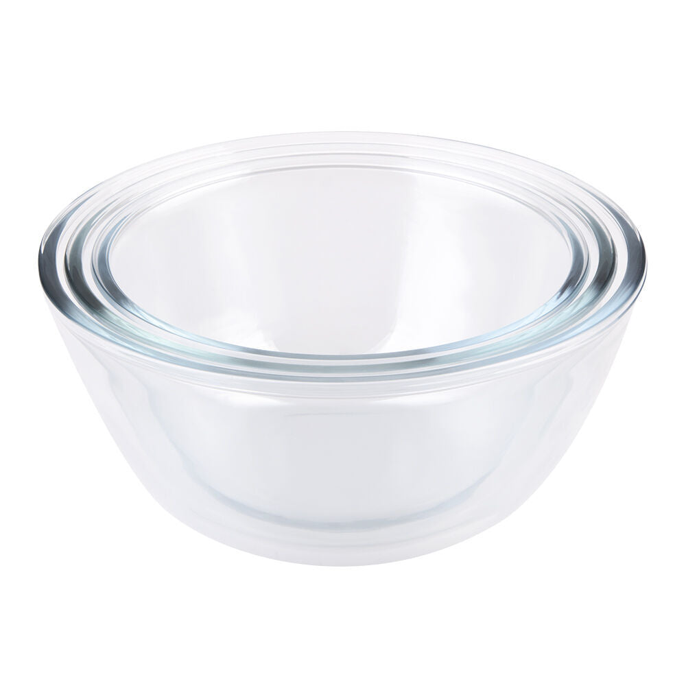 3PK Daily Bake Borosilicate Glass Mixing Bowl 21cm/2L - Clear