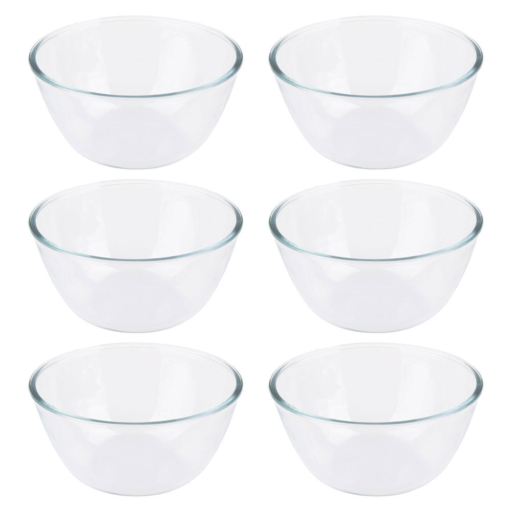 6PK Daily Bake Borosilicate Glass Mixing Bowl 21cm/2L - Clear