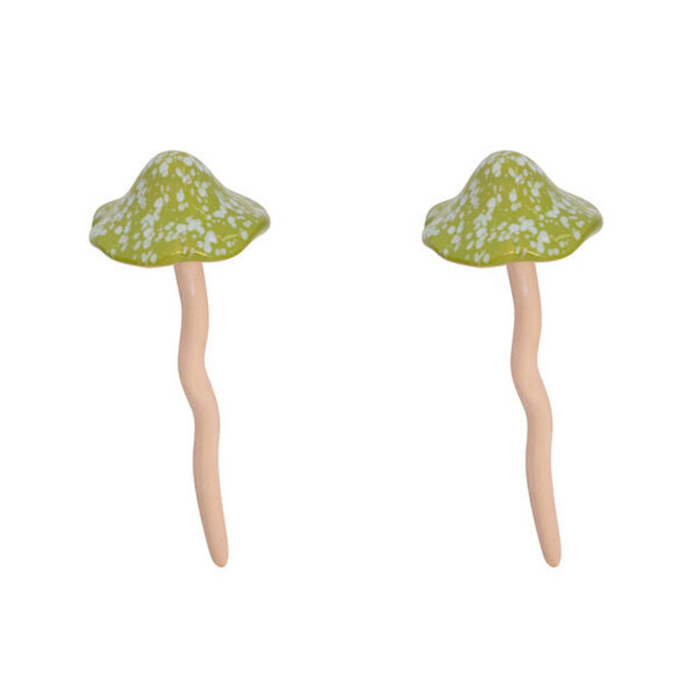 2PK Ceramic Mushroom Green Large 10x27cm - Assorted