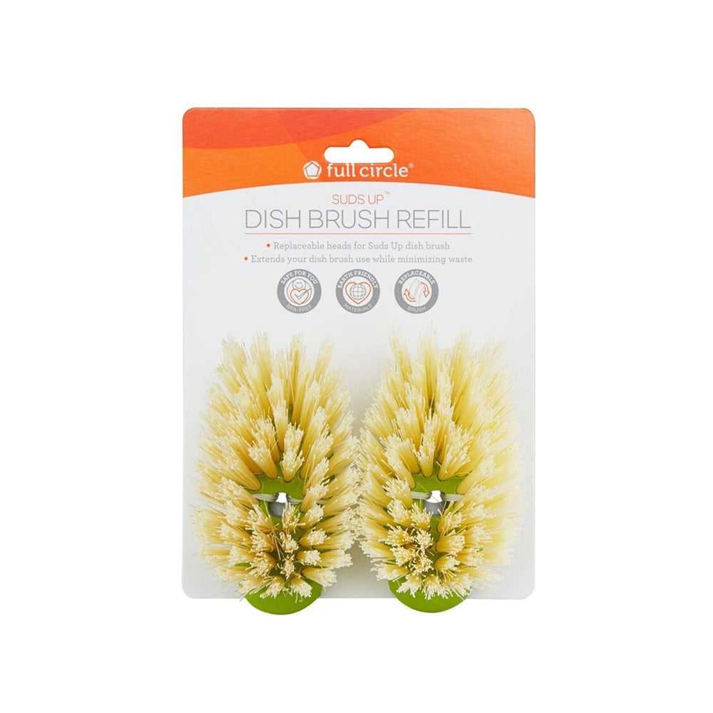 2x 2pc Full Circle Suds Up Dish Brush Head Refill - Green
