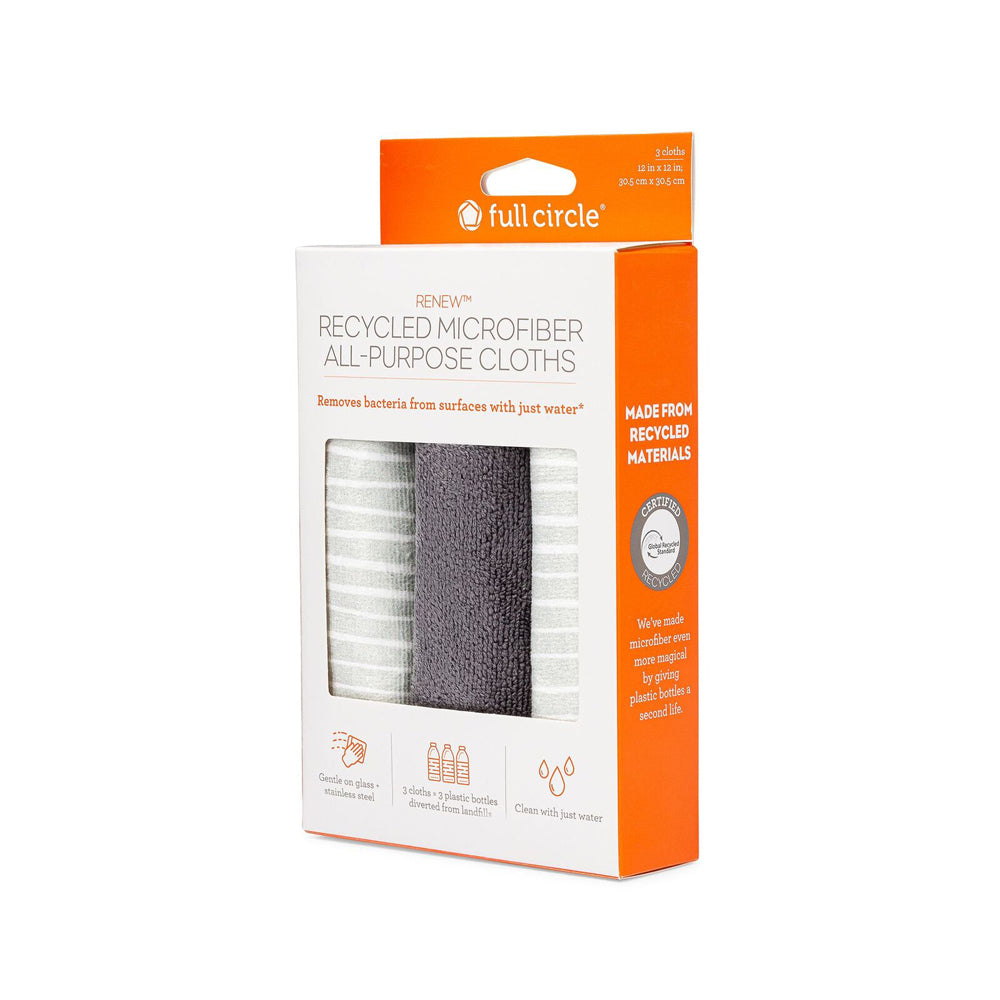2x 3pc Full Circle Renew 30.5cm All-Purpose Microfiber Cloth Set - Grey