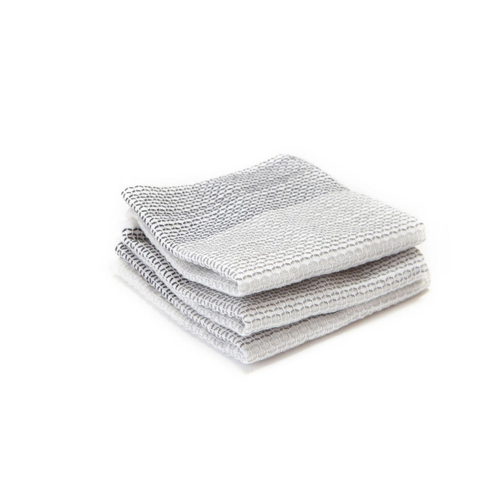 2x 3pc Full Circle 30cm Cotton Tidy Square Dish Cloths - Grey