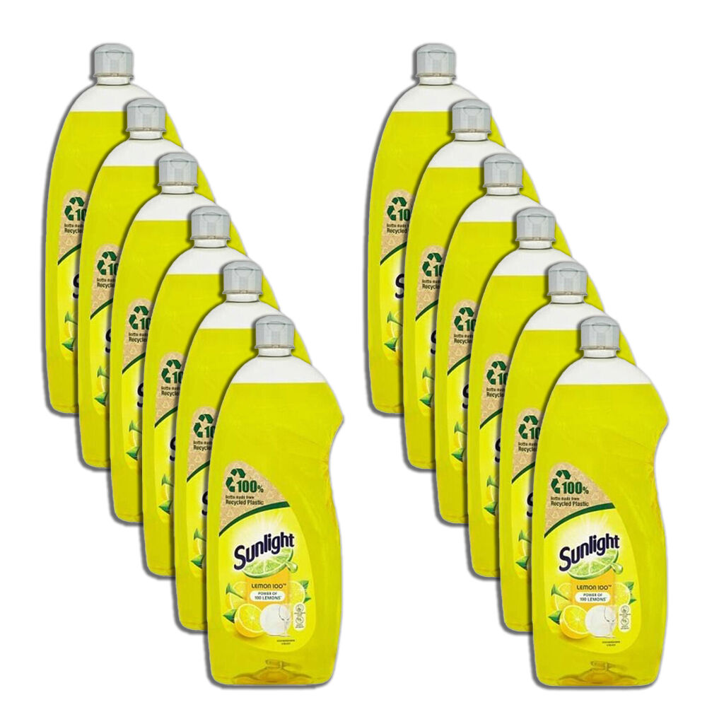 12PK Sunlight Dishwashing Liquid Lemon Scented Kitchen Cleaner 900ml