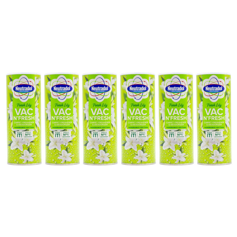 6PK Neutradol 350g Vac N'Fresh Carpet Freshener Deodoriser Fresh Lily