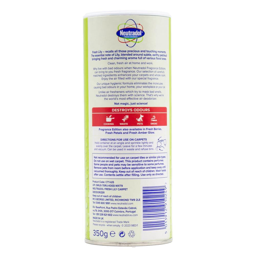 6PK Neutradol 350g Vac N'Fresh Carpet Freshener Deodoriser Fresh Lily