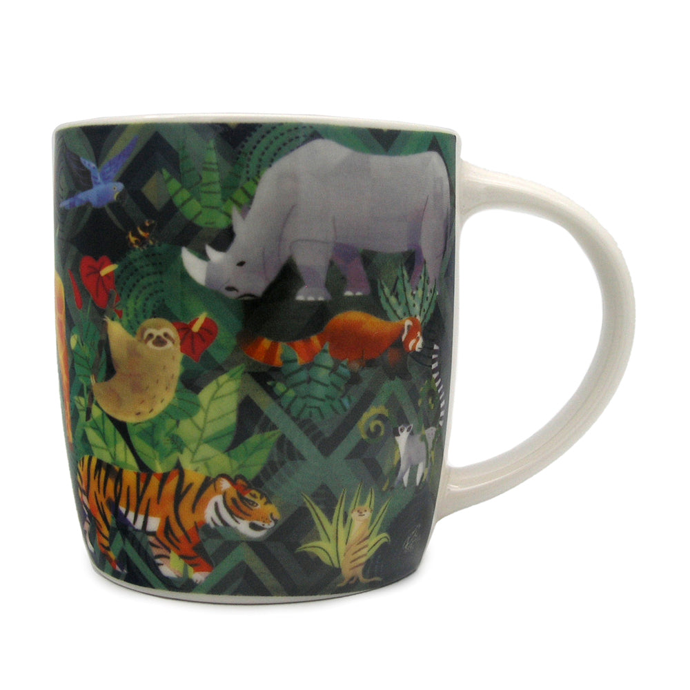 6x 4pc Animal Kingdom Coffee Mug/Tea Cup Round 10cm - Green