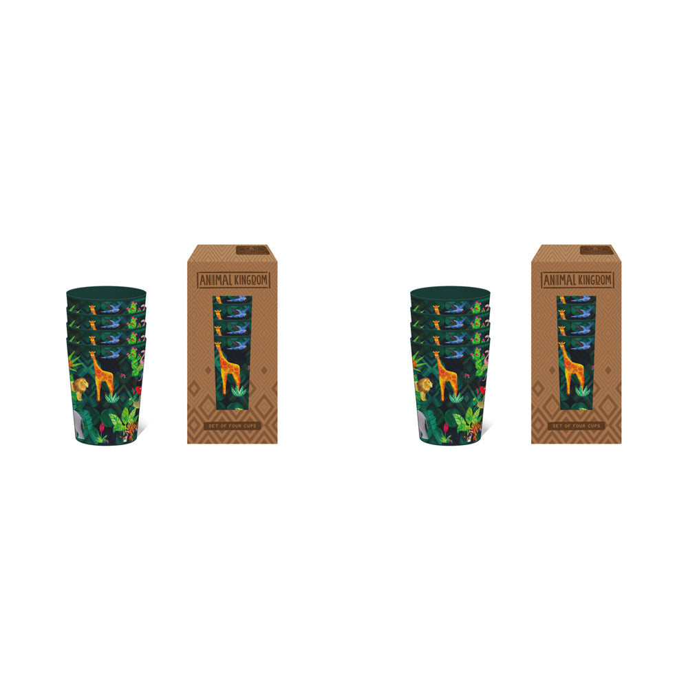 2x 4pc Animal Kingdom Kids/Children Water Drink Cup 13cm - Green