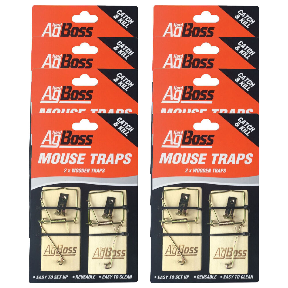 8x 2pc AgBoss Wooden Spring Rat Rodent Mouse-trap Reusable 10x4.5x2cm