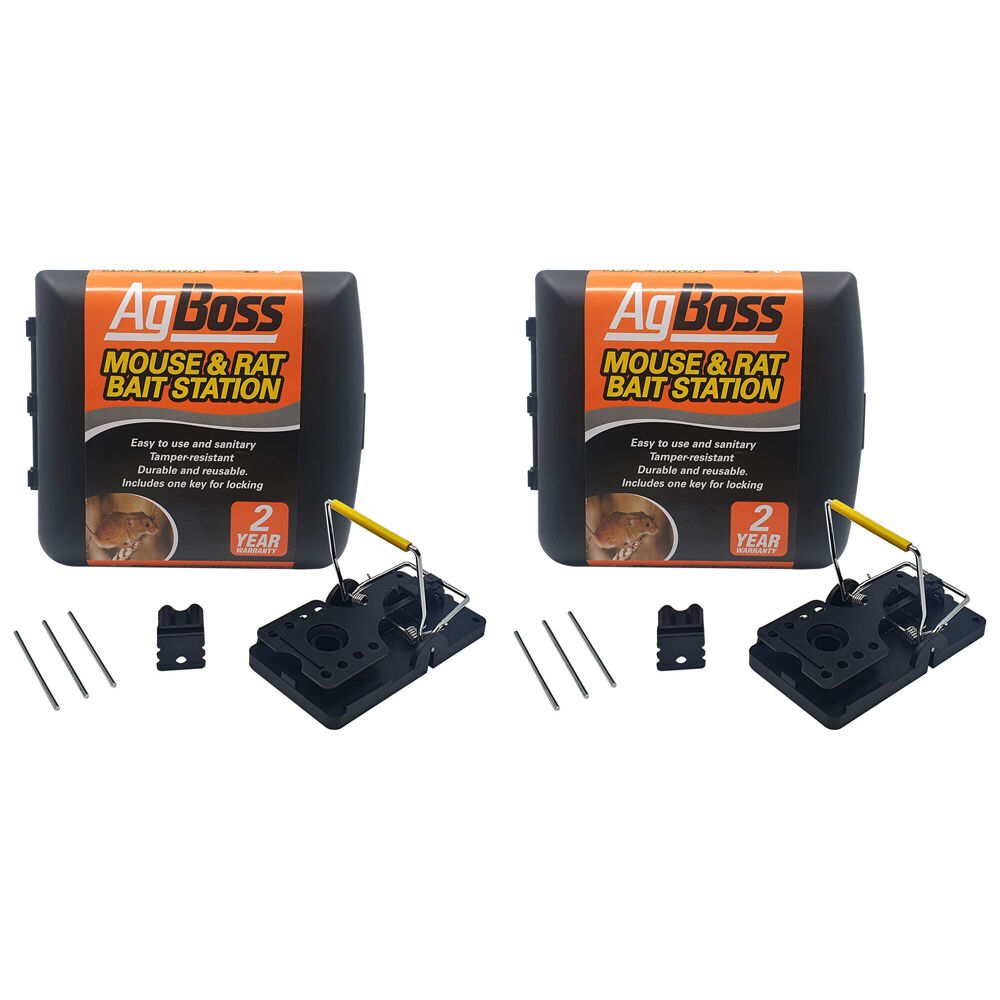 2PK AgBoss Tamper Resistant Automatic Lock Rat Mouse Bait Station Heavy Duty