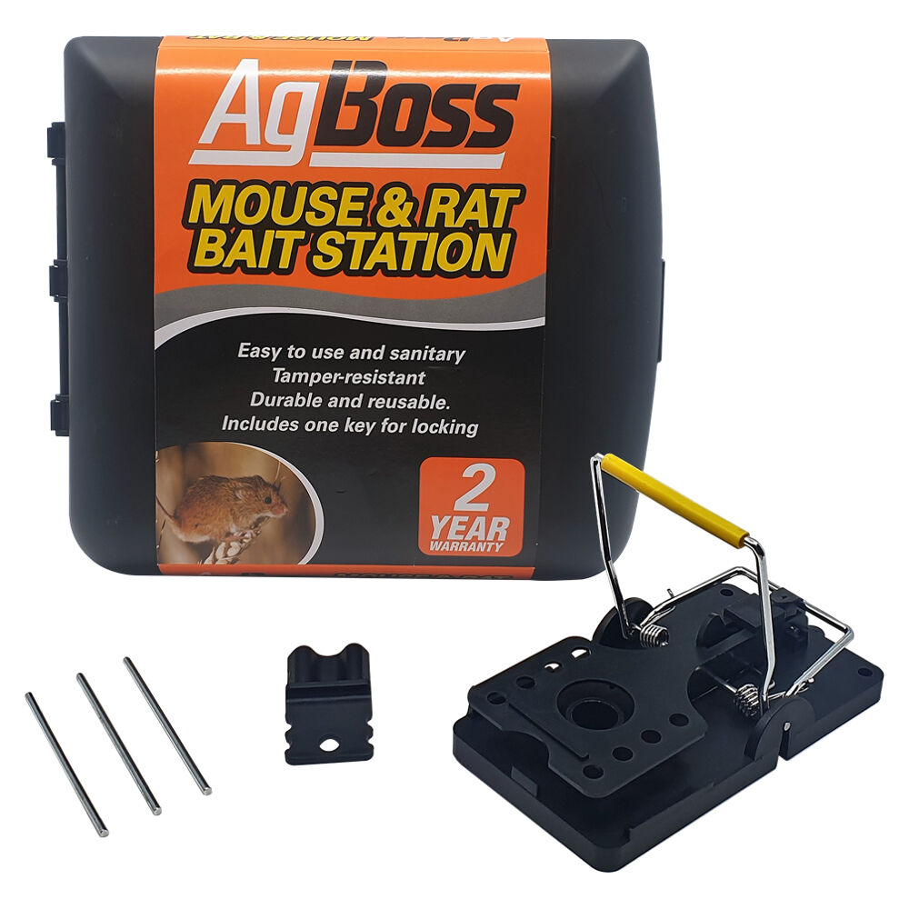 2PK AgBoss Tamper Resistant Automatic Lock Rat Mouse Bait Station Heavy Duty