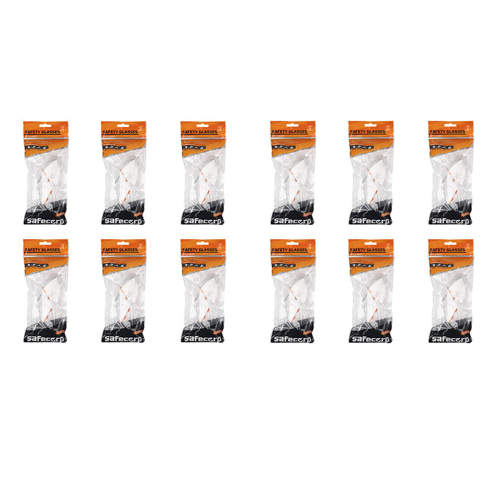 12PK Safecorp Clear PPE Safety Specs Glasses Anti Fog Anti Scratch UV Resistant