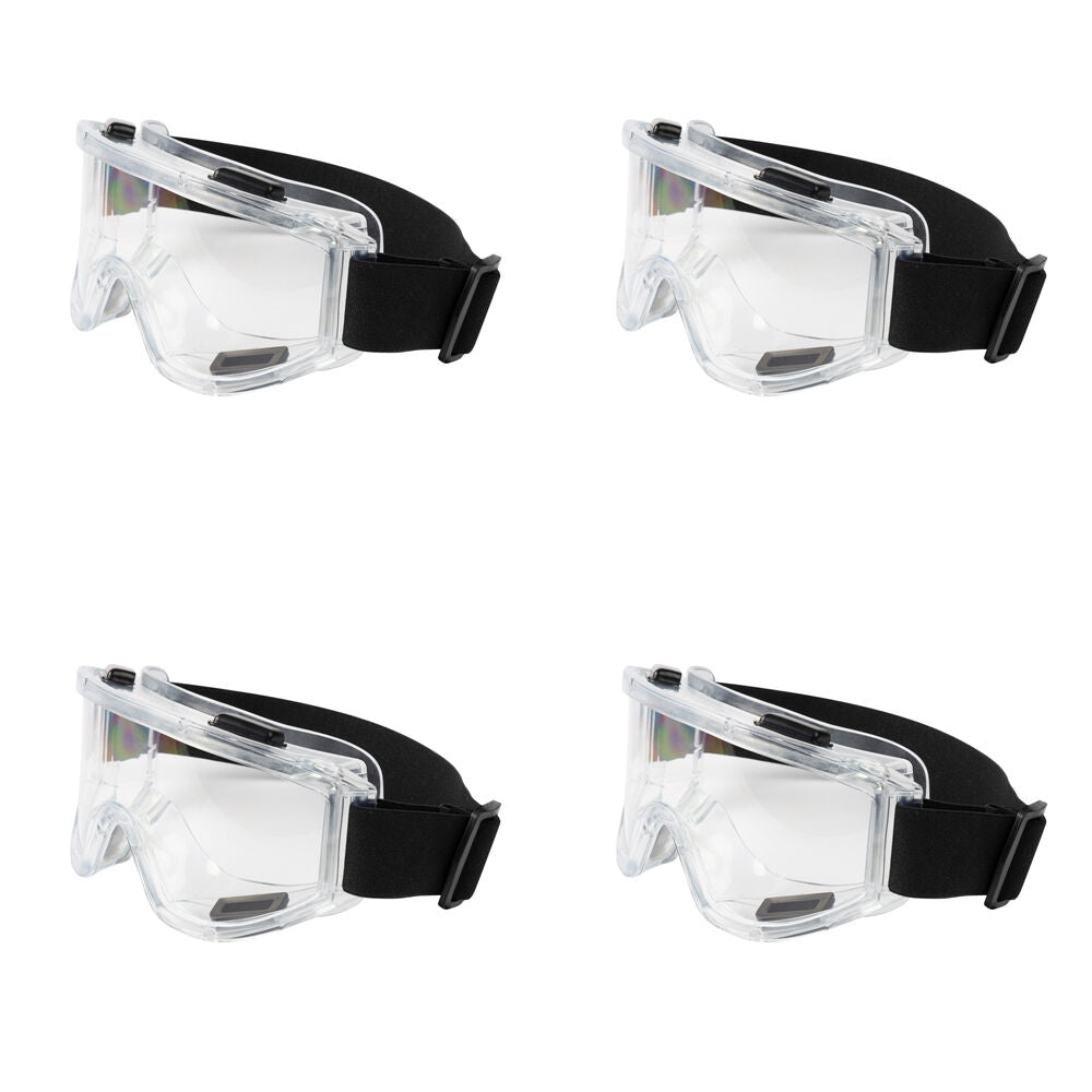 4PK Safecorp Clear PPE Safety Goggles Anti Fog UV Resistant Direct Vent Black