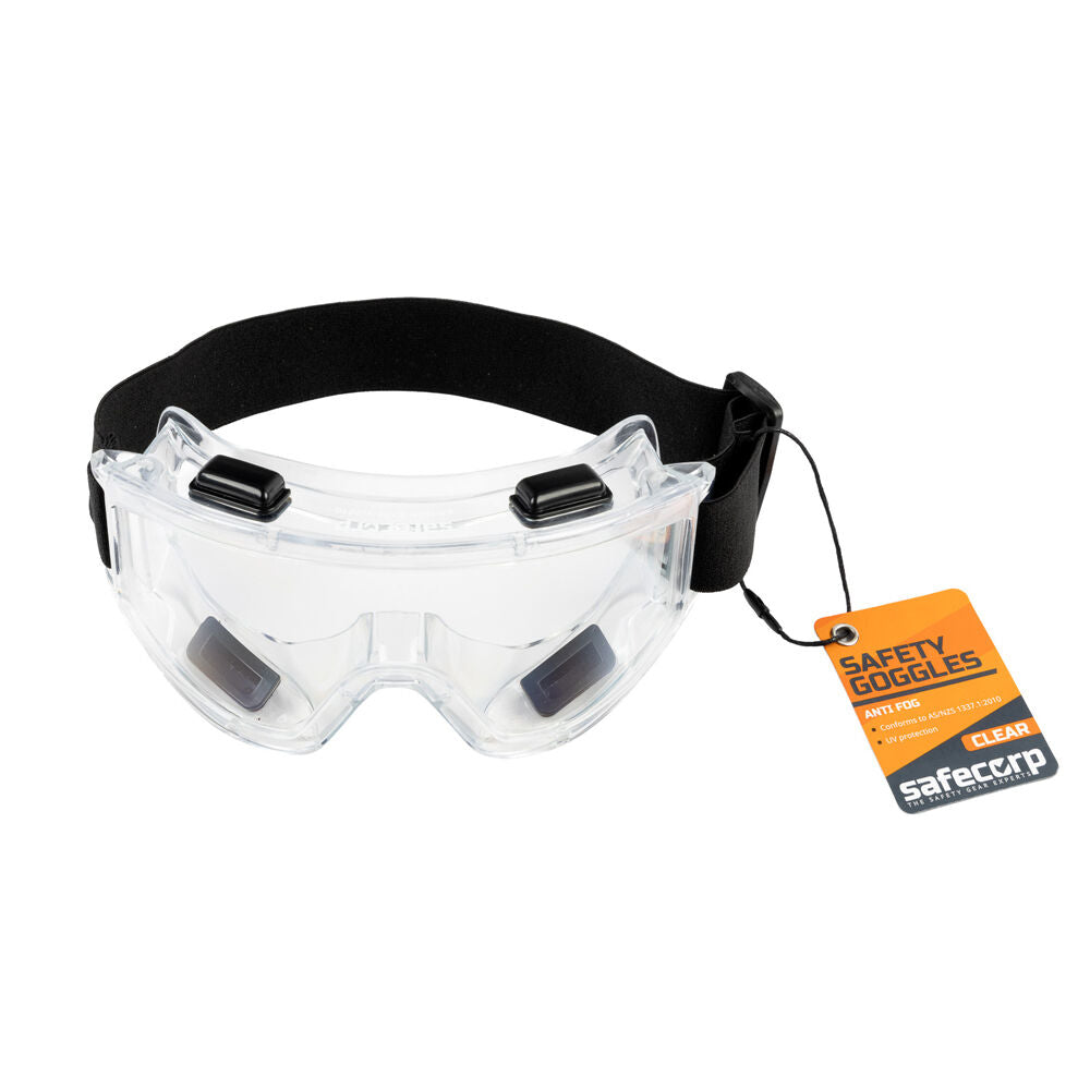 4PK Safecorp Clear PPE Safety Goggles Anti Fog UV Resistant Direct Vent Black