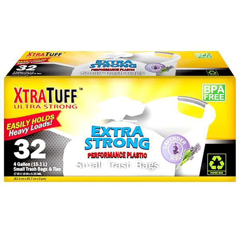 24x 32pc XtraTuff Extra Strong Trash Bags Bin/Waste Garbage Plastic 15.1L Small