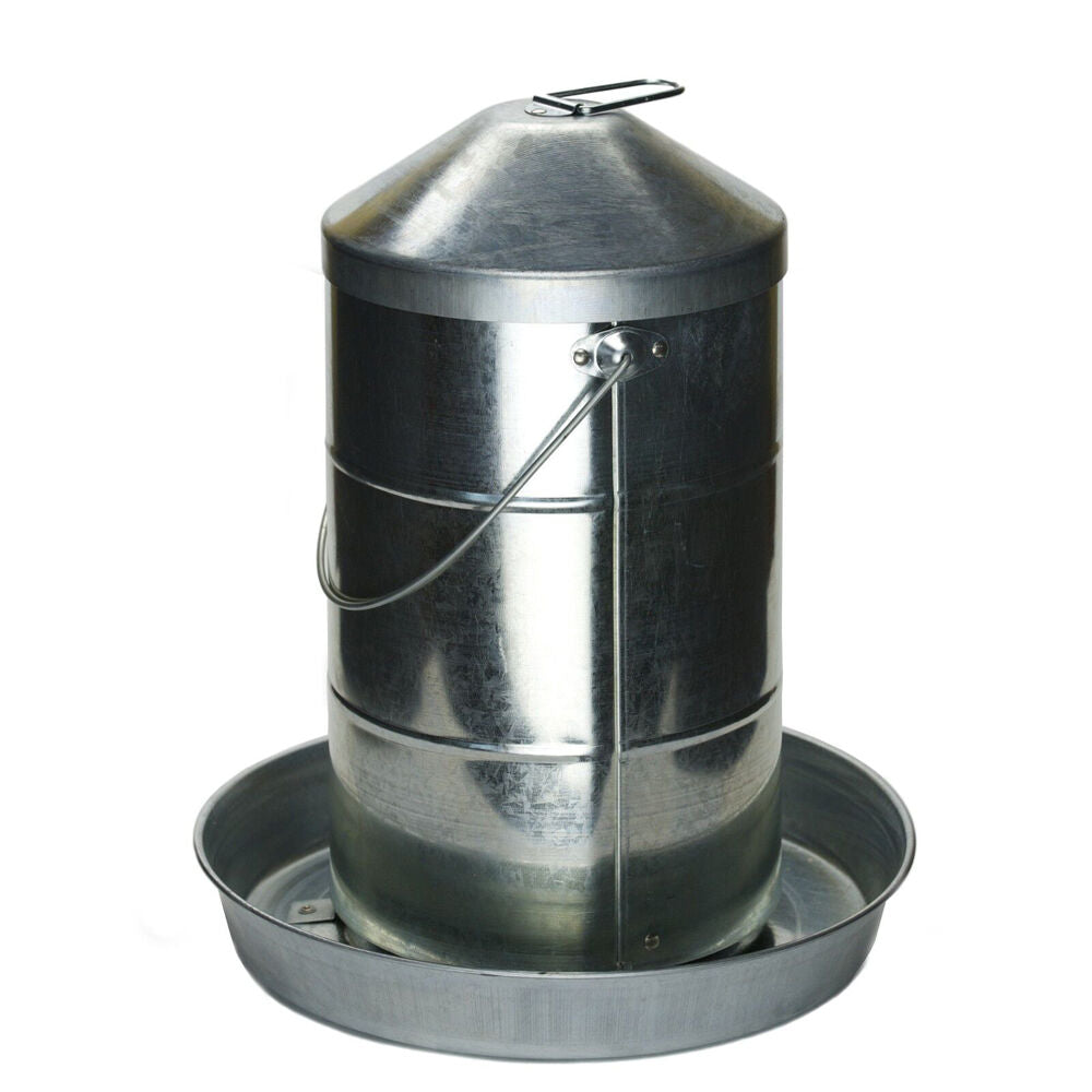 AgBoss Galvanised Stainless Steel Poultry Feeder With Hanging Handle 15kg