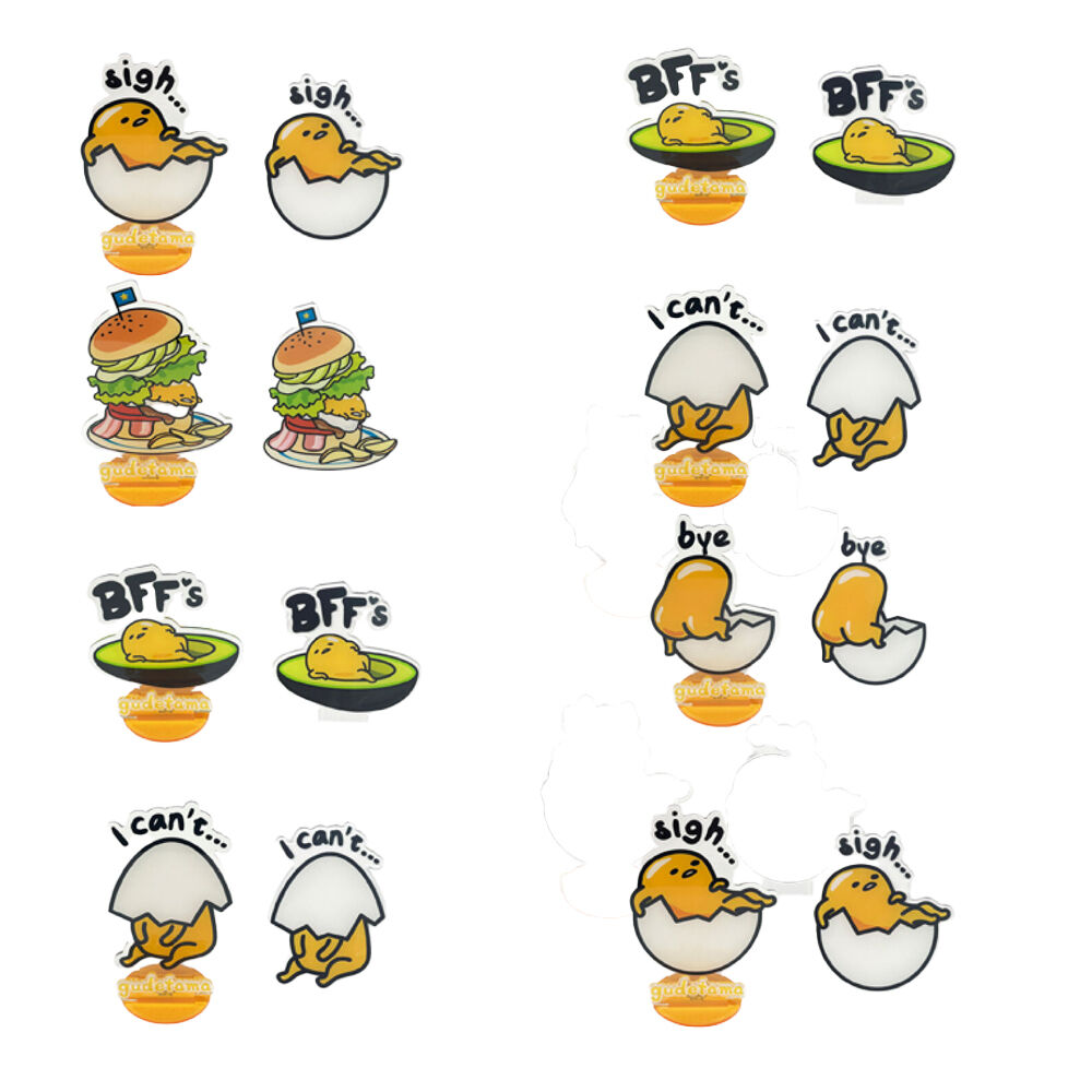 8PK Gudetama Acrylic Figurine Kids Collectable Toy For Ages 3y+ Assorted