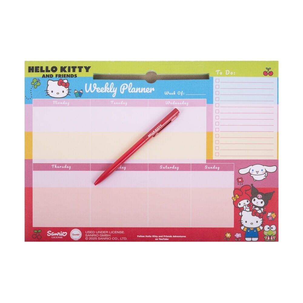 3PK Hello Kitty & Friends Weekly Desk Planner/To Do List With Pen Undated A4