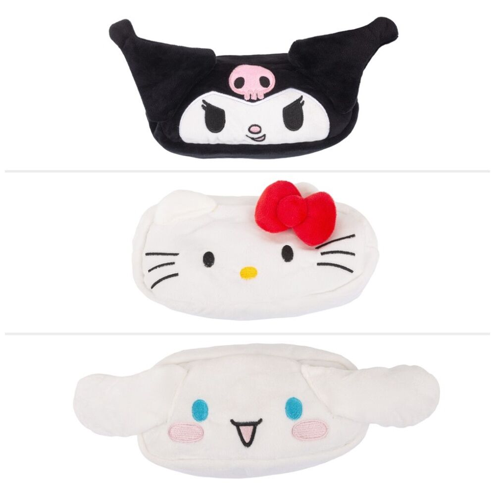 3PK Hello Kitty & Friends Plush Pencil Case w/Zip Kids Stationery Assorted