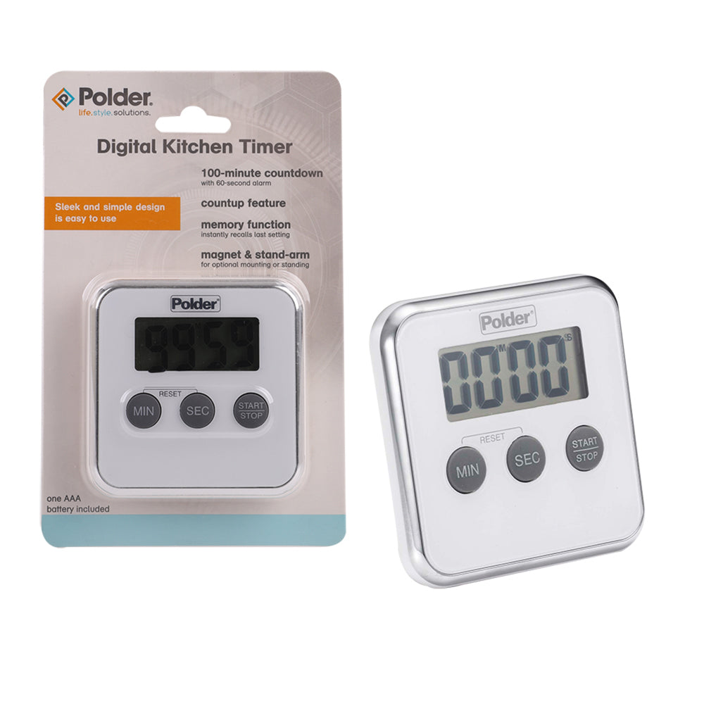 2PK Polder LCD Display 100 Minute Digital Kitchen Timer 8cm - White
