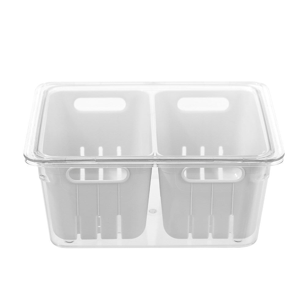 4x Boxsweden Crystal 2L/22cm Crisp Bin 2-Section Storage - White
