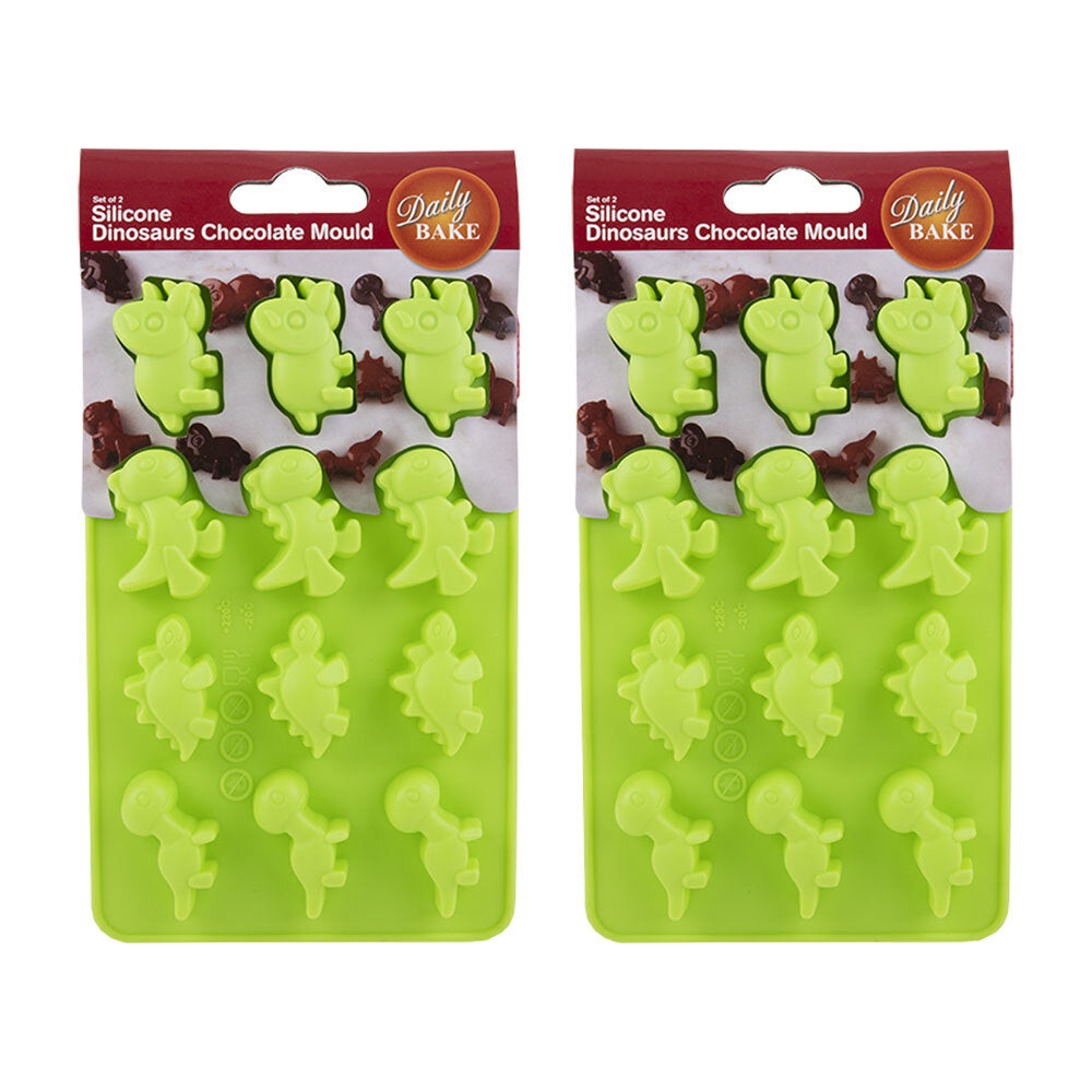 4pc Daily Bake Silicone Dinosaur 12 Cup Chocolate Mould