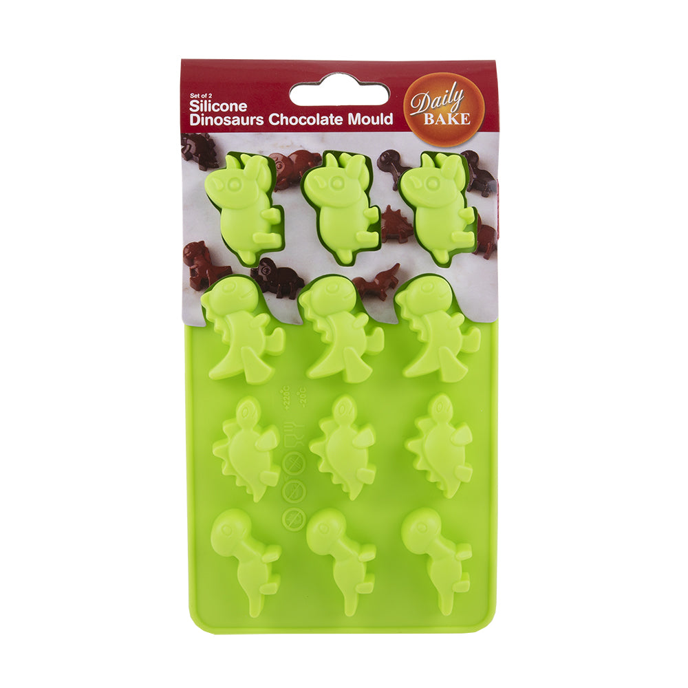 4pc Daily Bake Silicone Dinosaur 12 Cup Chocolate Mould