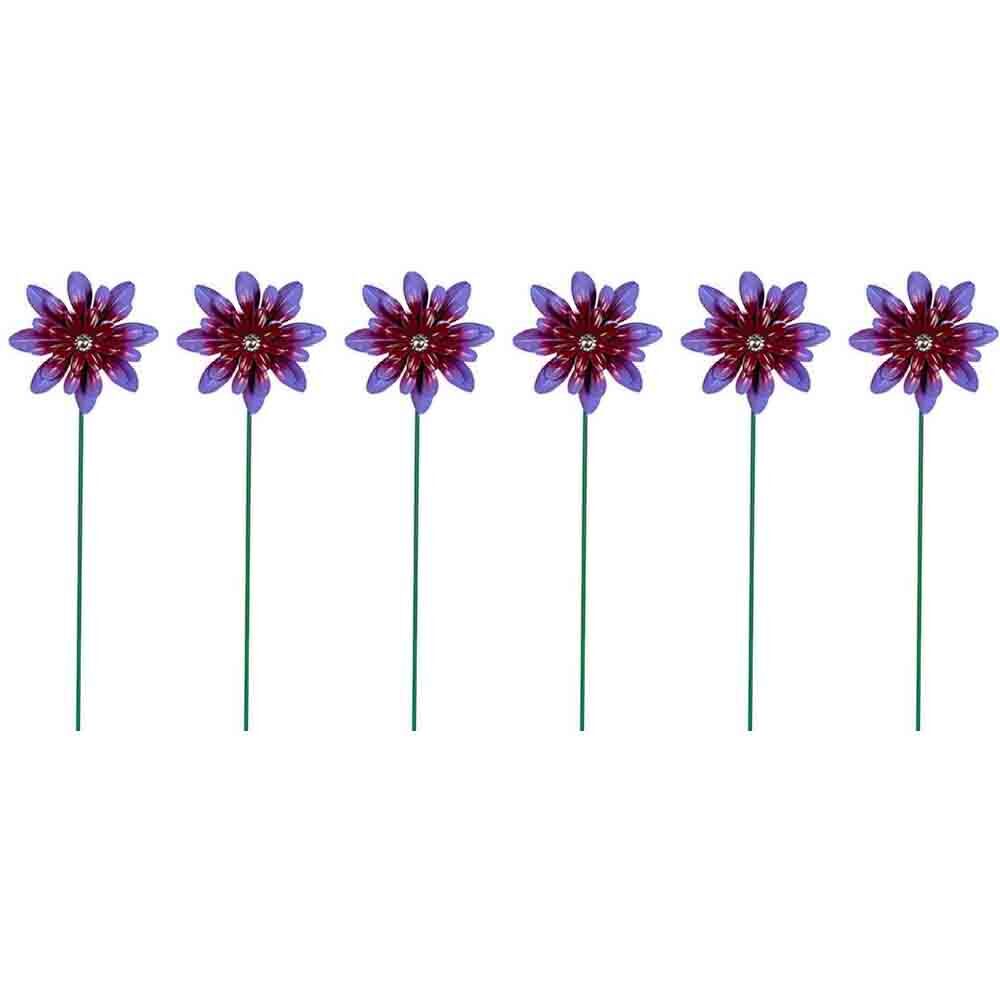 6PK Flower Sticks Small Outdoor Decoration 36cm Multicoloured Assorted