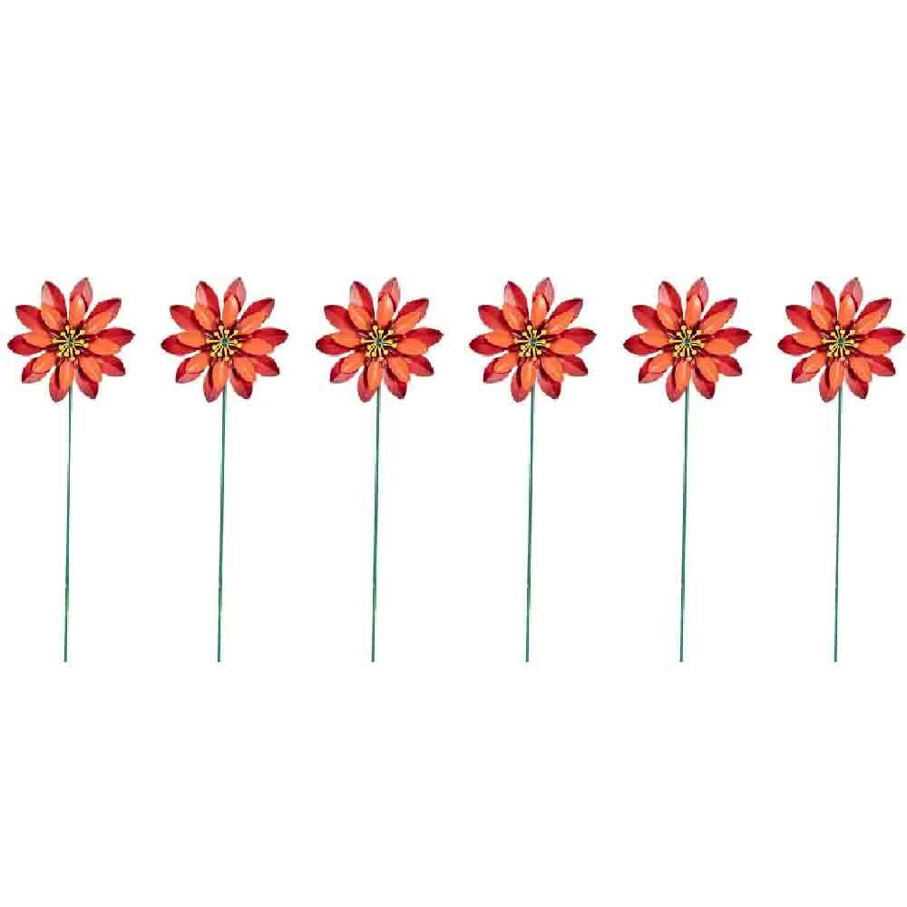 6PK Flower Sticks Medium Outdoor Decoration 39cm Multicoloured Assorted