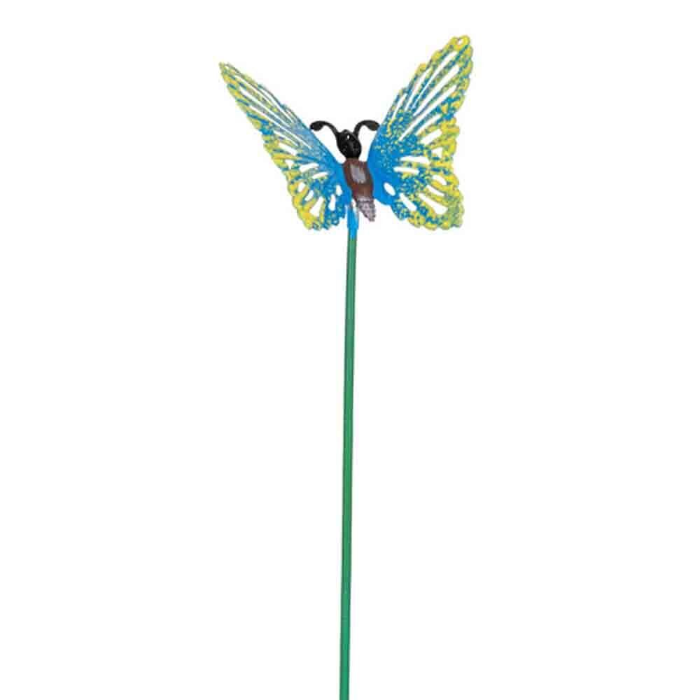 6PK Butterfly Sticks Small Outdoor Decor 34cm Multicoloured Assorted