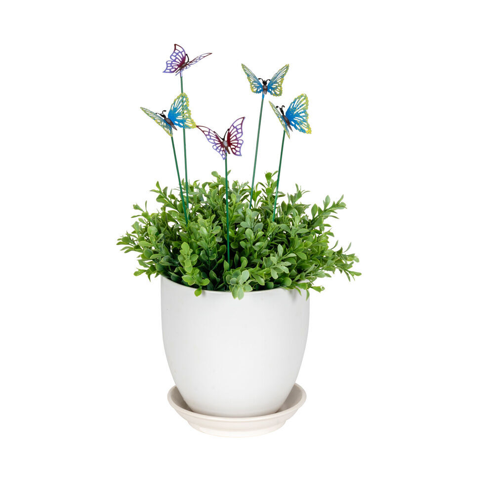 6PK Butterfly Sticks Small Outdoor Decor 34cm Multicoloured Assorted