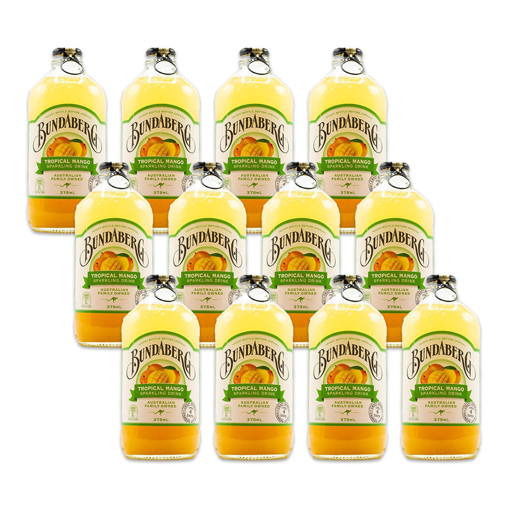 12PK Bundaberg 375ml Tropical Mango Non-Alcoholic Flavoured Drink